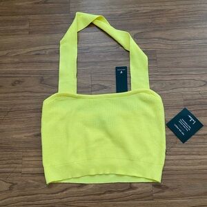 Lulu's Yellow Halter Crop Tank Top